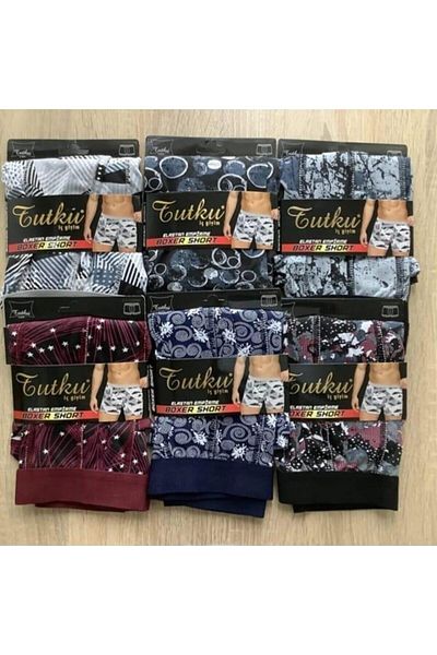 Tutku 0119 Ανδρικά μποξεράκια Lycra με σχέδια 12 τεμαχίων