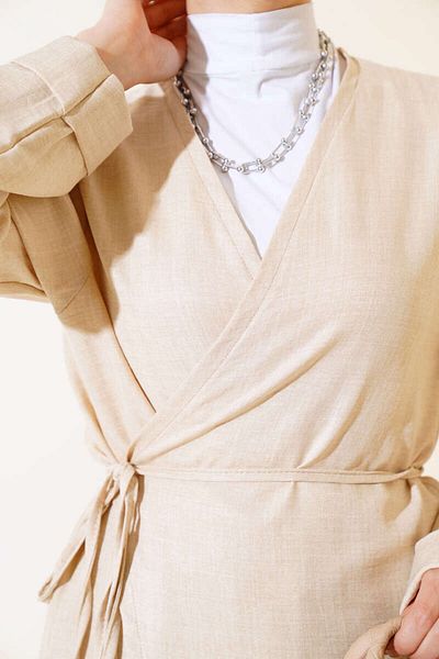 Lavanta Tekstil Linen Double Suit with Kimono