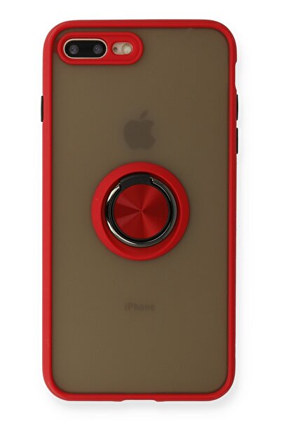 cepmoda IPhone'7 Plus' Case - Frosted Transparent with Ring Stand and Colored Sides Ringcover - Red