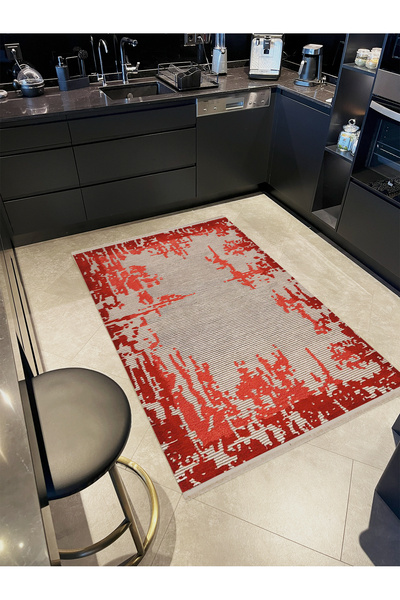 Rugs Modern Halı South Collection Red Gray Themed Abstract Patterned Creative...