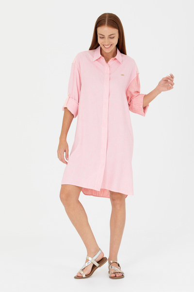 U.S. Polo Assn. Kadın Pembe Dokuma Elbise 50262580-VR041