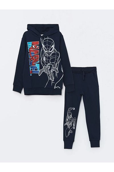 LC Waikiki Hooded Spiderman Printed Boys' Tracksuit Set