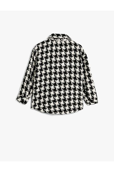 Koton Tweed-Hemd mit Taschen, langen Ärmeln
