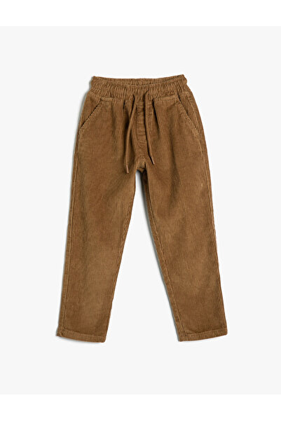 Koton Basic Cotton Trousers Tie Waist Pocket Detailed
