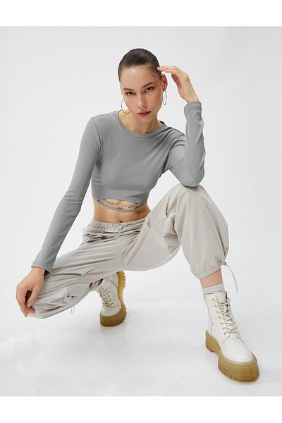 Koton Cotton Parachute Pants with Pockets and Elastic Waist and Leg Detail