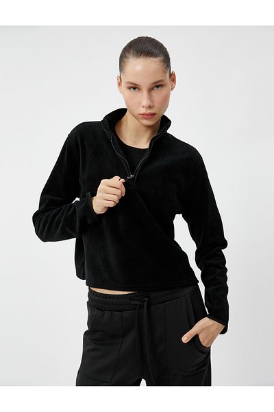 Koton Polar Sweatshirt Half Zipper Stand Collar Long Sleeve Comfortable Cut