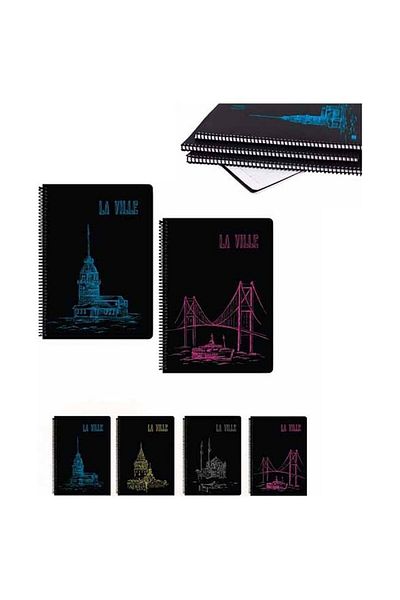 KESKİN COLOR Laville 16.5x22.5cm 80yp Spiraled Lined Notepad with Plastic Cover - 1 Piece / D1