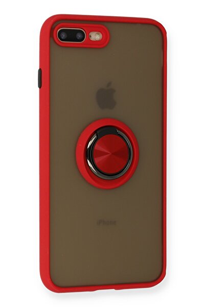 cepmoda IPhone'7 Plus' Case - Frosted Transparent with Ring Stand and Colored Sides Ringcover - Red