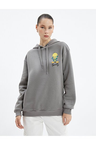 Koton Tweety Hooded Sweatshirt Printed on the Back Licensed Raised Comfortable Cut