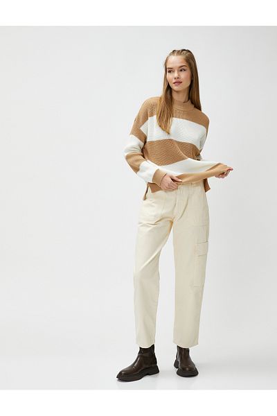 Koton Crew Neck Knitwear Sweater Long Sleeve Ribbed