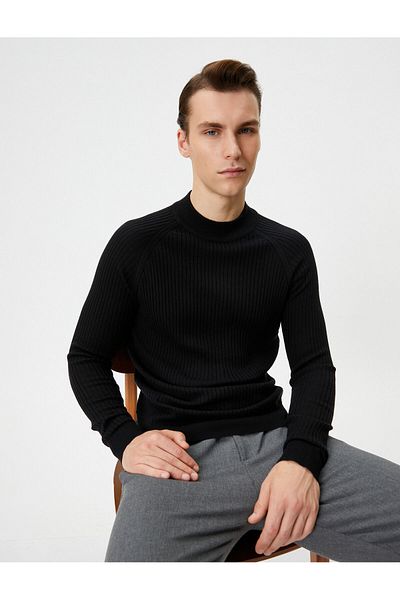 Koton Slim Fit Πλεκτό πουλόβερ με βάση γιακάς Raglan μανίκι με υφή