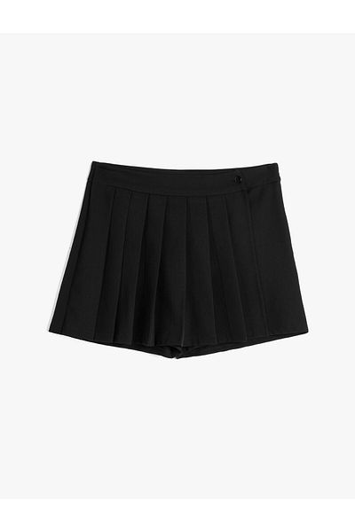 Koton Pantaloni scurți plisați Fustă mini cu talie normală cu buton detaliat