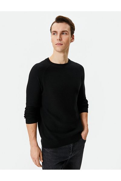 Koton Knitwear Sweater Basic Crew Neck Raglan Sleeve Cotton