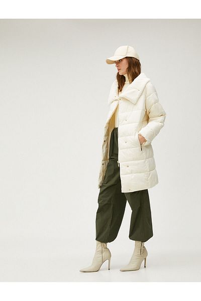 Koton Dámský Off-White kabát 3WAK00142EW