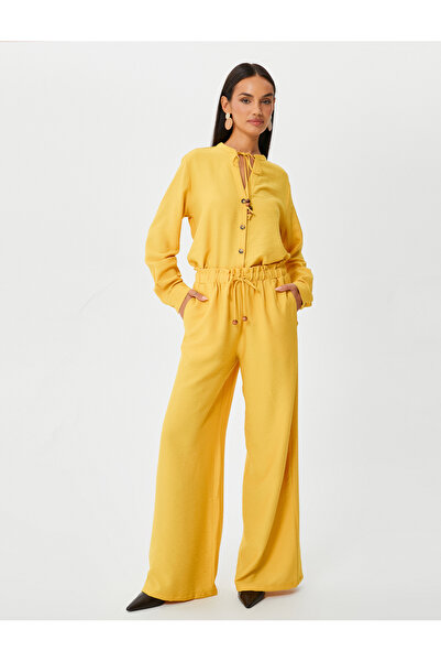 Koton Palazzo Παντελόνι Ψηλόμεσο Φαρδύ Πέλμα Ελαστικό