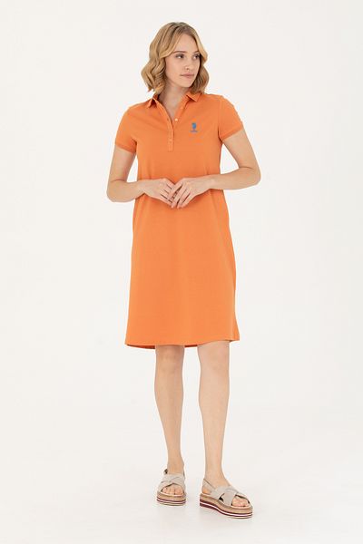 U.S. Polo Assn. Rochie de damă tricotată de culoare cărămidă - 50262672 -VR031