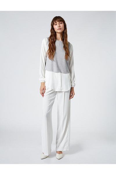 Koton Košile s dlouhým rukávem Double Piece Look Crew Neck Viskóza