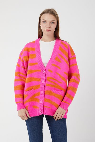 POODLE Cardigan de tricotaj cu model zebră pentru femei