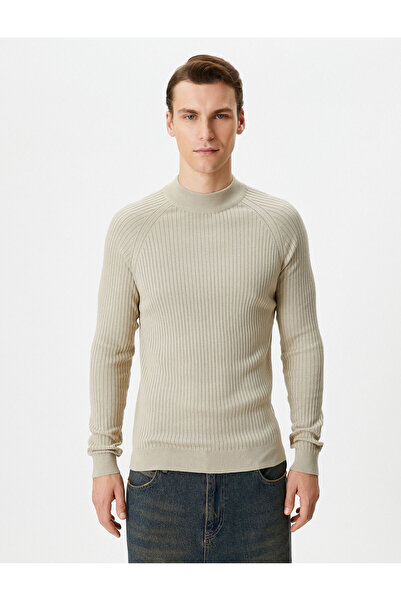Koton Slim Fit Sweater Knitwear Half Turtleneck Raglan Sleeves Textured
