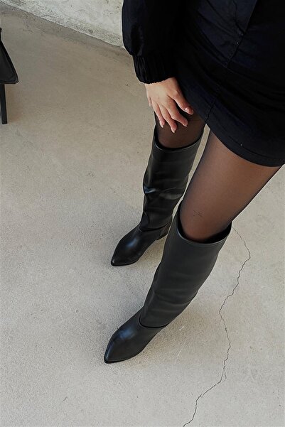 BeBeQ Store Moly Чорні матові жіночі чоботи на підборах