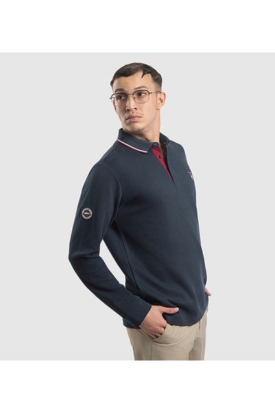 Beverly Hills Polo Club Men's Navy Blue Long Sleeve Polo