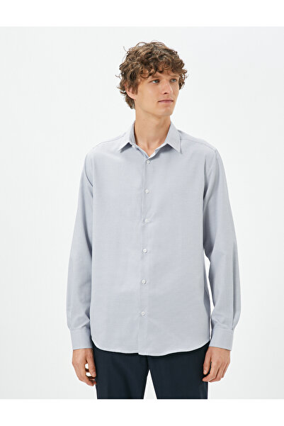 Koton Основна риза с класическа яка с копчета с минимални шарки, не е желязо