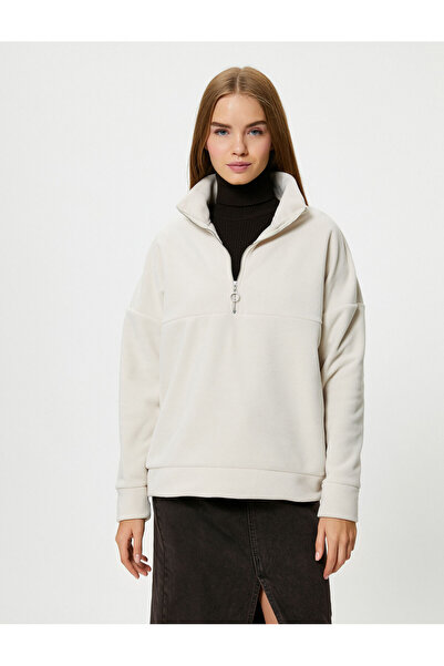 Koton Polar Sweatshirt Half Zipper Balloon Sleeve Comfortable Mold
