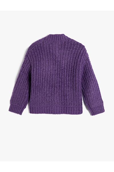 Koton Knitted Cardigan Button Closure Long Sleeve Round Stand Collar