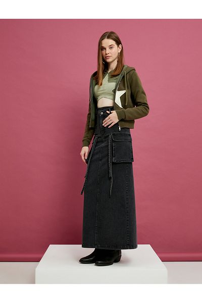 Koton Oversize mikina na zip s kapucí Rose Gold Star Applique Detailed Cotton