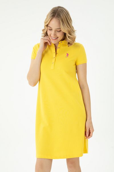 U.S. Polo Assn. Rochie galbenă tricotată pentru femei - 50262672 -VR094