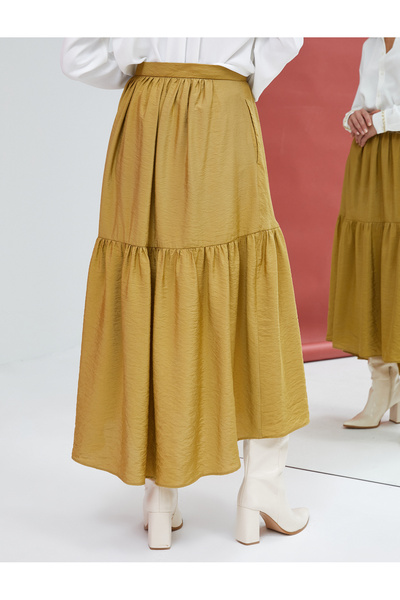 Koton Midirock mit Volants, strukturiertem, asymmetrischem Schnitt