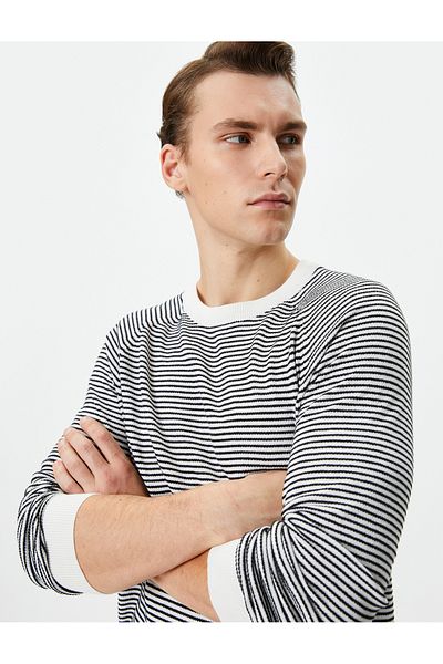 Koton Crew Neck Sweater Knitwear Textured Long Sleeve