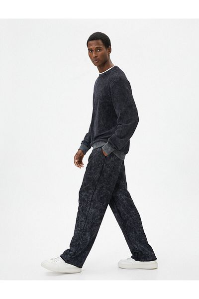 Koton Waschbare Jogginghose, weites Bein, Taille, elastische Tasche