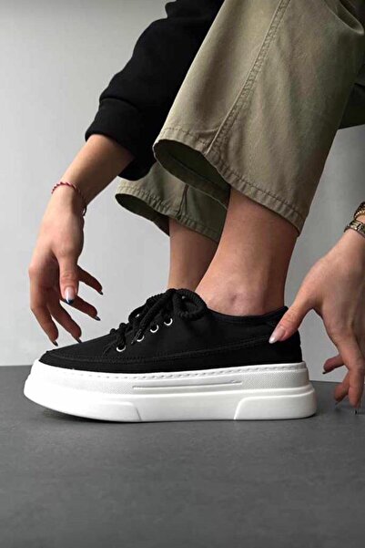 BeBeQ Store Guido Black Linen Women's Sports Shoes