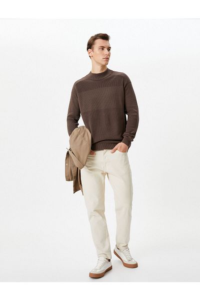 Koton Fél garbós pulóver kötöttáru Slim Fit texturált