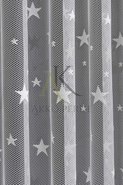 Karesi Big Star White Sparse Pleated 1X2 Tulle Curtain