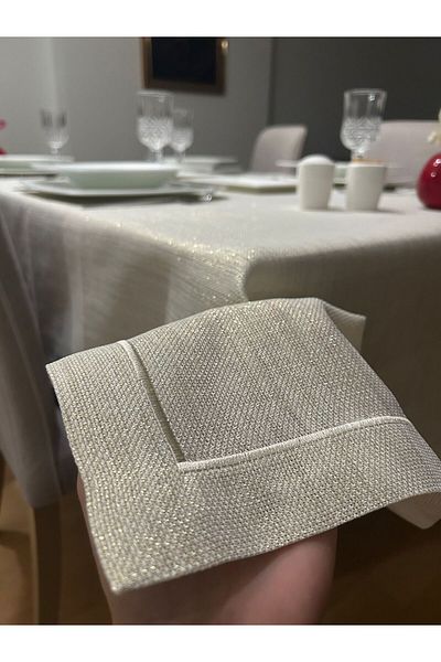 Zeren Home Τραπεζομάντηλο από λινό πολυεστέρα σε χρυσό χρώμα - Piko Wrap Λεπτομέρεια και Glitter