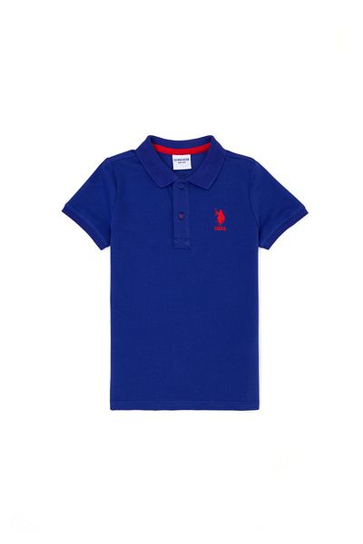 U.S. Polo Assn. Tricou albastru de bază cu gât polo pentru băiat 50262958 -VR212