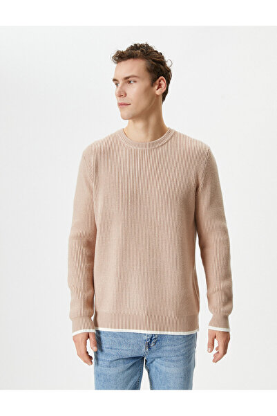 Koton Crew Neck Basic Knitwear Sweater - Fabric Detail