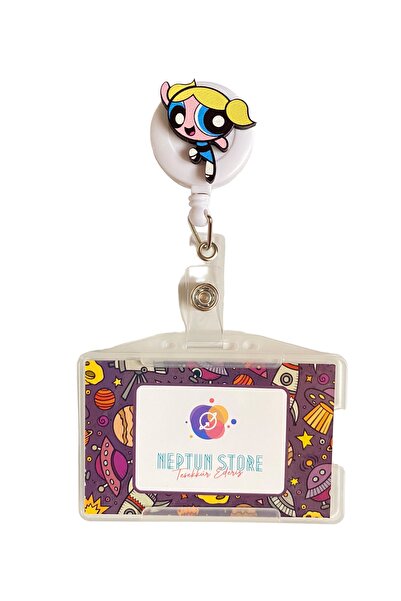 neptünstore Suport pentru carduri Yoyo cu model Powerpuff Girls Bubbles Suport pentru carduri Yoyo pentru nume