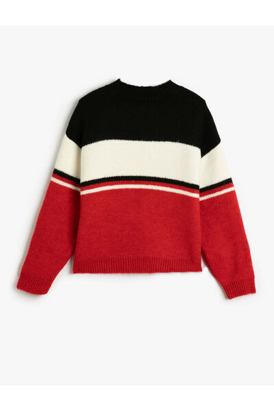 Koton Pulóver kerek nyakú színes blokkolt szöveg részletes