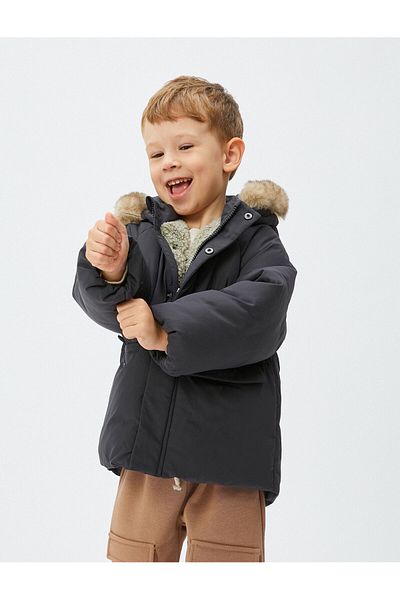Koton Antracitový dětský kabátek 4WMB00008TW - Baby