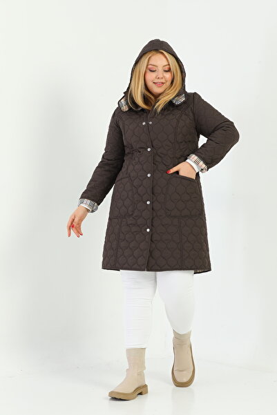 TUTveAL Collection Brown Seasonal Quilted Coat - Water Repellent, Plaid, Large Size