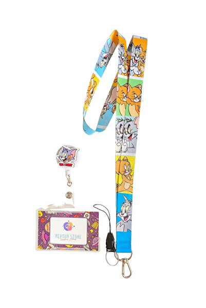 neptünstore طقم توم وجيري مكون من 3 أشرطة للرقبة والهاتف + حامل شارة الاسم يو...