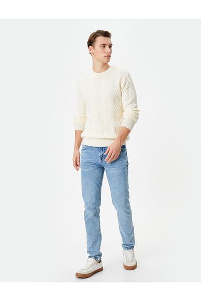 Koton Knitwear Sweater Crew Neck Knitted Textured Long Sleeve