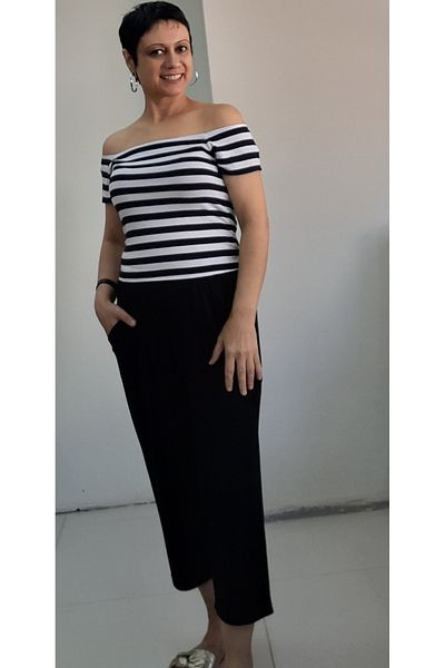 Mertcan Butik Μαύρη ελαστική μέση χτενισμένη βισκόζη Casual Capri πιτζάμες