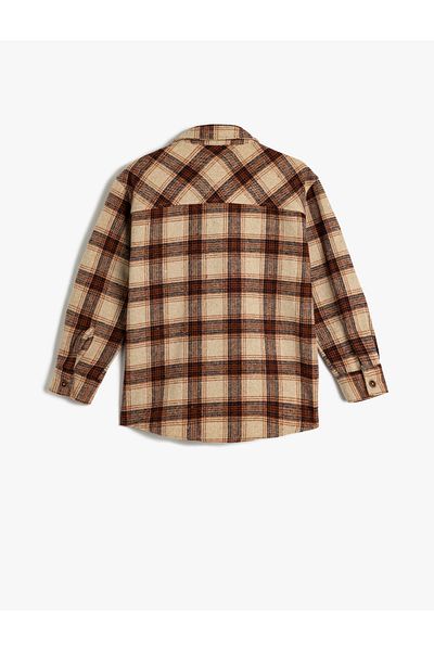 Koton Lumberjack Shirt - Double Cover, Pocket, Long Sleeve