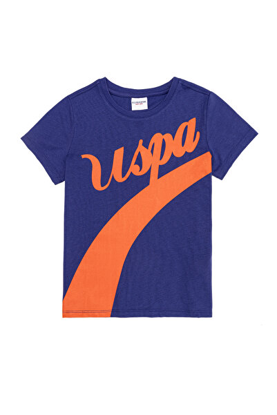 U.S. Polo Assn. Çocuk Mavi Bisiklet Yaka Tişört 50249500-VR212