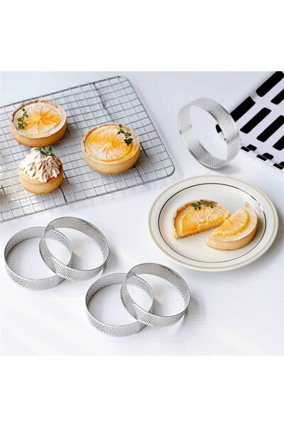 Nar kalıp Narkalıp Yuvarlak Delikli Tart Kalıbı 10 Cm 4 Lü