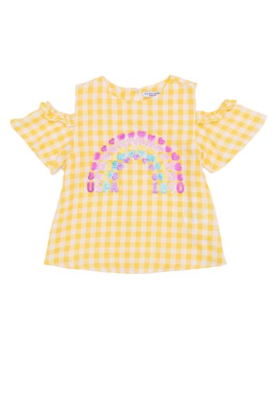 U.S. Polo Assn. Girl's Light Yellow Short Sleeve Shirt 50246451 -Vr004